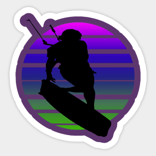 Kitesurfing Female Rider Silhouette Retro Sunset Sticker